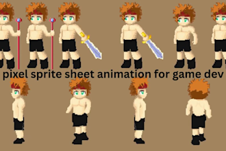 create pixel art sprites animations tileset UI UX game covers for indie game dev