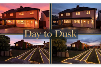 convert day to night, dusk, twilight photo realistically