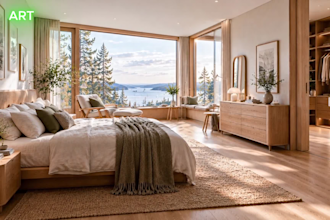 design scandinavian interior and photorealistic 3d rendering