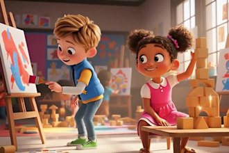 create creative kids animation video