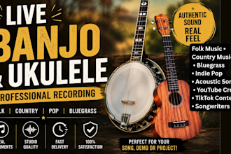 record live banjo and ukulele session tracks for your song