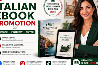 run approved facebook pinterest tiktok ads promotions for italian writers ebooks