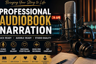 narrate your audiobook for acx, audible with studio quality voice over