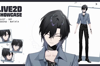 create custom male vtuber live 2d model furry anime style for streaming with rig