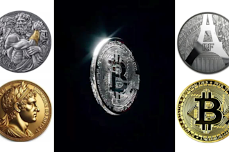 design 3d gold crypto coin, tokon logo, bitcoin, nft, crypto and currency