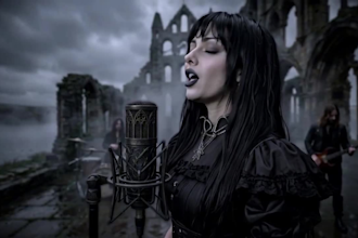 do cinematic ai conceptual music video, metal lyric and rock video with lip sync
