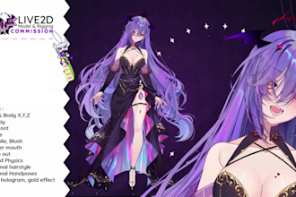 design live2d vtuber model, vtuber rigging, 2d vtuber model, vtuber commission