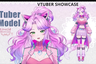 create male and female live2d vtuber model, vtuber commission anime for streamer