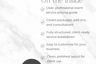 create client welcome packet, job pitch deck, event booklet onboarding guide