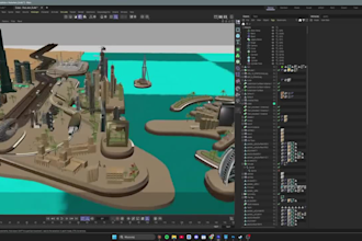 build open world 3d game map environment level design with terrain landscape
