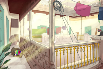 draw custom editorial illustrations or 2d loop