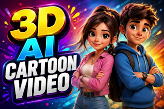 do 3d ai cartoon video animation for youtube