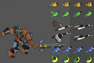 create and animate character battle sprite, sprite animation pixel character art