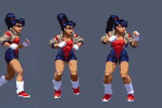 draw pixel art character and 2d sprite sheet pixel art animation