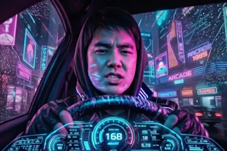do authentic city pop music video, synthpop future funk lofi cyberpunk techno