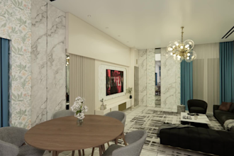 model 3d interior for kitchen and living