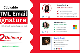 make clickable html email signature works with gmail, outlook, apple mail