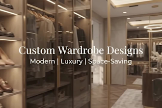 design walk in closet and wardrobe with realistic 3d render