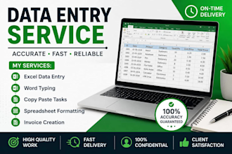 do data entry, excel invoice, copy paste and word work