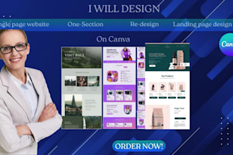 design a professional canva single page website landing page