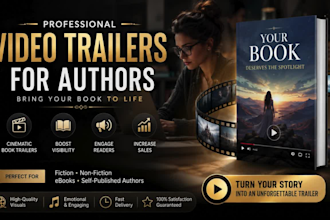 create a cinematic book trailer, book promo video for authors