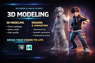 do 3d modelling rigging and animation in maya for game movies or ads