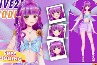 design and rig live2d vtuber model, 2d anime vtuber model, live2d vtuber rigging