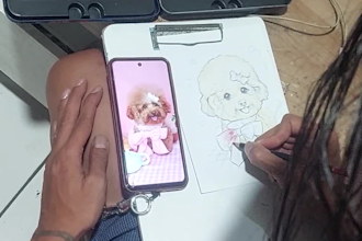 draw a hand drawn colored pencil pet portrait