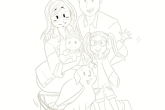draw a custom couple portrait or character illustration as a gift