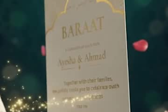 design luxury islamic wedding invitation card for nikah, walima, mehndi