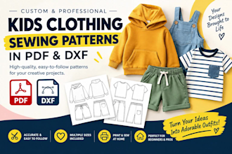 design kids clothing sewing patterns in PDF and dxf