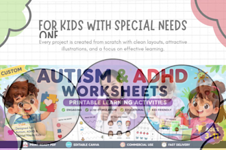create special education worksheets for autism, adhd and dyslexia