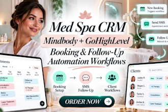 setup med spa CRM mindbody gohighlevel booking follow up automation workflows