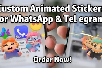 design custom animated stickers for whatsapp and telegram