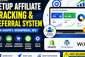 setup affiliate tracking and referral system on shopify wordpress wix