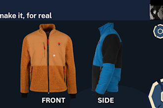 design a mens fleece jacket tech pack sketch for production