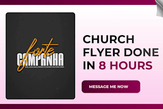design church event flyer, worship bulletin or postcard in 8 hours