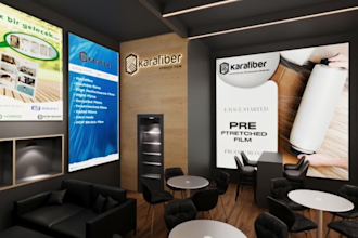 design exhibition stand, trade show booth, 3d render