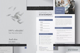 design editable canva capability statement, one sheet, samgov, federal contract