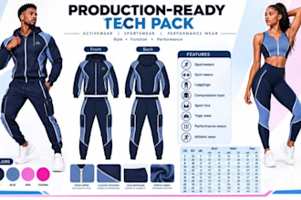 factory ready activewear tech pack fashion designer fitness wear designer dress