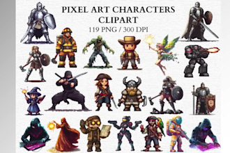 do custom pixel art characters, 8bits, pixel sprite sheet, pixel art assets