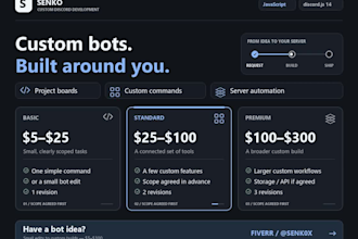 build a discord bot with commands, reports and API integrations