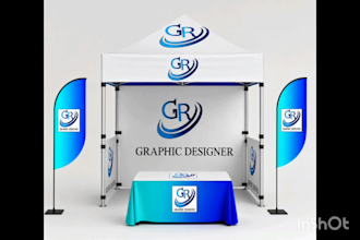 designe10x10canopy tent feather flag table cover with 3d mockups