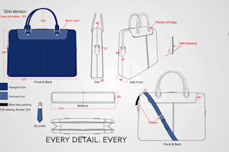 design professional handbag tech packs and sewing patterns