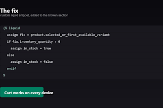 fix shopify theme bugs and custom liquid code in 24 hours