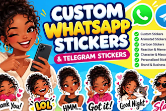 design and animate sticker for whatsapp and telegram