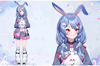 create 2d vtuber model live2d rigging chibi avatar  png tuber mmd vtuber model
