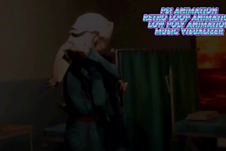 do retro ps1, y2k, low poly animation, music visualizer, n64 psx style animation
