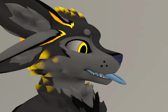create 3d furry vrchat avatar with face tracking pc quest compatible vrm model
