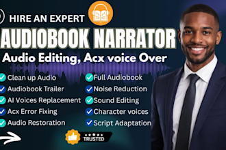 narrate audiobook, audio editing, voiceover, audio cleanup, acx audio book